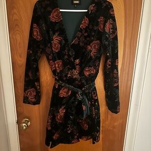 Alexia Admor dark green and floral wrap dress